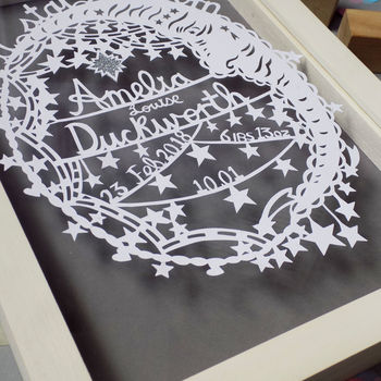 Personalised New Baby Starry Moon Paper Cut, 4 of 9