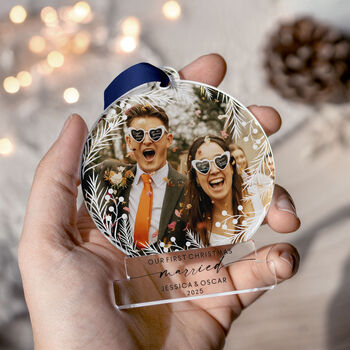 First Christmas Married Photo Ornament Acrylic 2025, 5 of 8