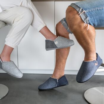 Isaac Fullback Slipper In Navy Herringbone, 2 of 8