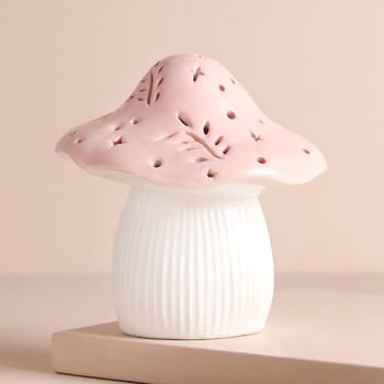 Ceramic LED Pink And White Toadstool Light, 2 of 3