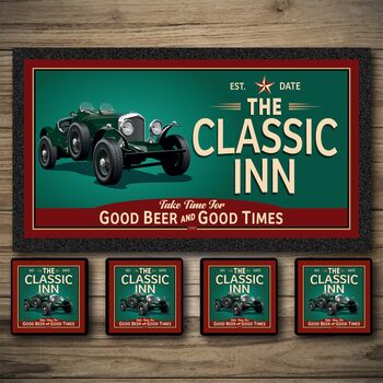 Personalised Bar Runner And Coasters Classic Inn, 9 of 9
