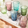 Set Of Four Vintage Colour Embossed Tumblers, thumbnail 1 of 9