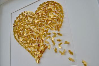 Framed Golden Wedding Anniversary Butterfly Heart Artwork, 4 of 6