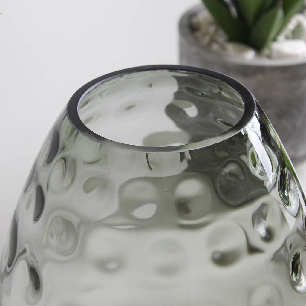 large smoked glass dimple vase by marquis & dawe