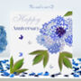 Butterfly And Blue Peony Flower Anniversary Card, thumbnail 1 of 12