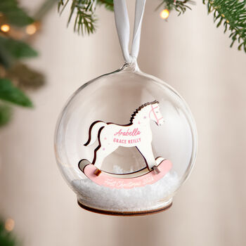 3D Rocking Horse First Christmas Bauble, 2 of 3