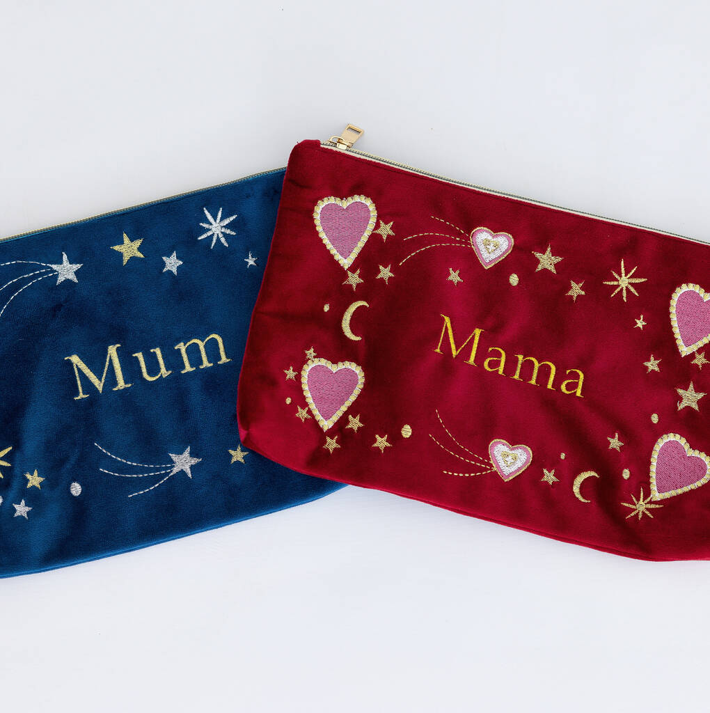 Personalised Embroidered Velvet Make Up Bag Accessories Pouch Christmas Gift, 1 of 9