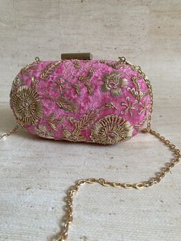 Hot Pink Oval Velvet Clutch, 9 of 10