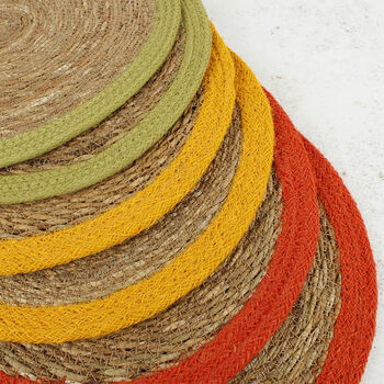 Respiin Set Of Six Seagrass And Jute Tablemats Brights, 5 of 11