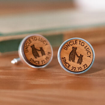 'Uncle Since…' Personalised Bear Cufflinks For Uncle, 2 of 5