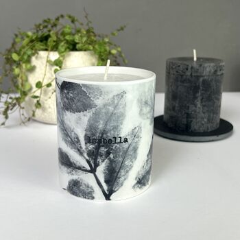 Personalised Candle In Leaf Printed Pot, 2 of 5