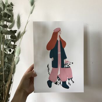 Lady And Dalmatian Dog Print, 5 of 5