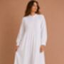 White Cotton Nightdress Polo Long Sleeve Broderie Anglaise Vintage Victorian Nightgown, thumbnail 4 of 12