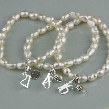 Personalised Freshwater Pearl Birthday Charm Bracelet, 2 of 7
