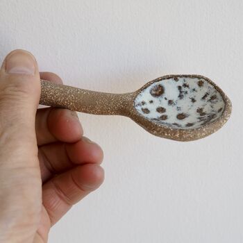 Handmade Pottery Brown/ Cream Textural Spoon, 7 of 8