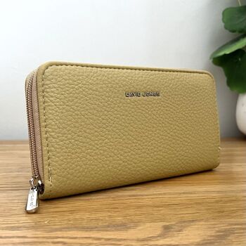 Faux Leather Textured Purse In Mustard Yellow, 2 of 3