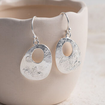 Sterling Silver Molten Dangly Earrings, 2 of 5