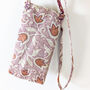 Block Print Mobile Phone Purse Fair Trade Crossbody Bag, thumbnail 3 of 5