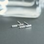 Bar Studs Cubic Zirconia Gemstone Rhodium Plated Silver, thumbnail 2 of 7