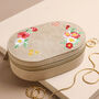 Embroidered Flowers Oval Velvet Jewellery Box, thumbnail 1 of 8
