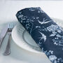 Luxury Linen Like Floral Napkins Cecylia Navy Blue, thumbnail 1 of 6