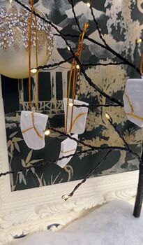 White Kintsugi Christmas Decorations, 10 of 10