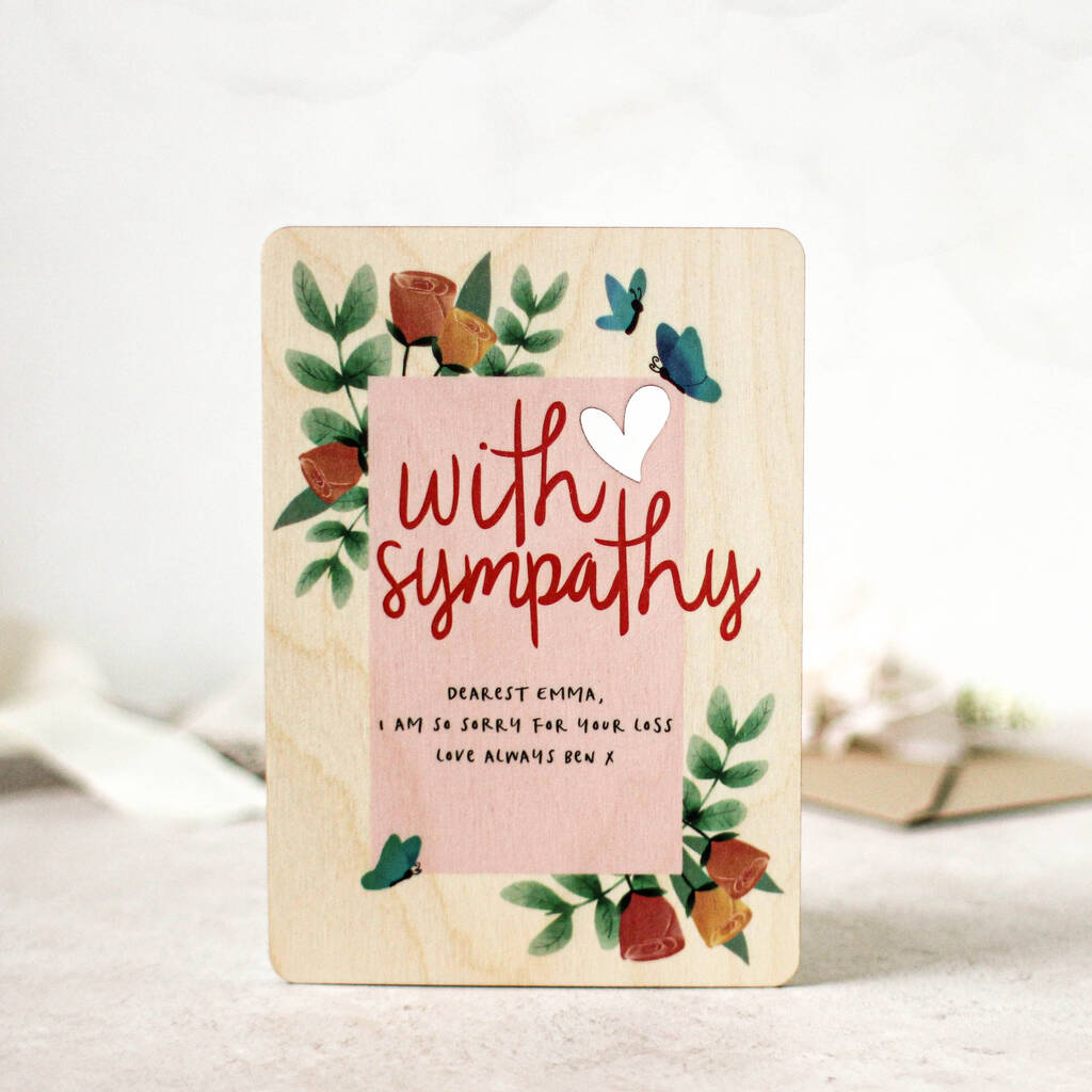 Personalised Sympathy Card In Wood