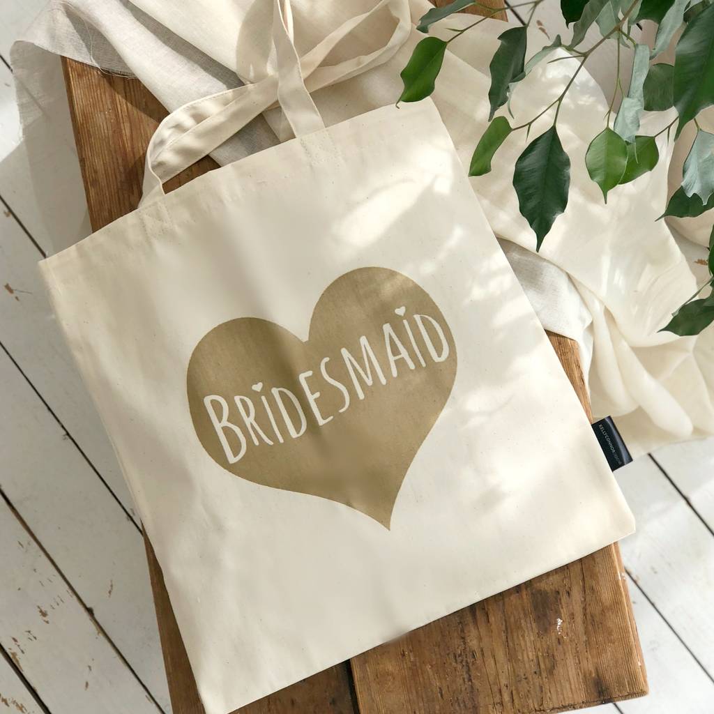 Bridesmaid Wedding Bag Gold Heart Bridesmaid Gift Bag, 1 of 3