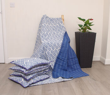 Floral Reversible Kantha Quilt Three Colour Shades, 2 of 7