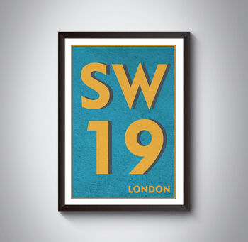 Sw19 Wimbledon, London Postcode Typography Print, 9 of 10