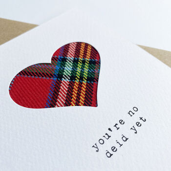 Funny Scottish Birthday Card With Real Tartan Heart, 2 of 7