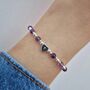 Sterling Silver February Amethyst Beaded Bracelet: February Birthstone Personalised Initial Heart, thumbnail 2 of 5