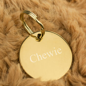 Quality Thick Steel Golden Plated Round Pet ID Tag, 2 of 3
