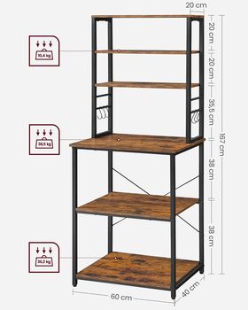 Kitchen Storage Rack Coffee Bar Industrial Baker’s Rack, 12 of 12