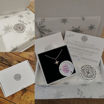 Handmade Sterling Silver North Star Birthstone Christmas Necklace: September Birthstone, 5 of 12