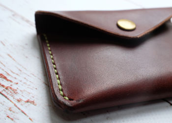 Italian Leather Button Wallet Brown, 3 of 8
