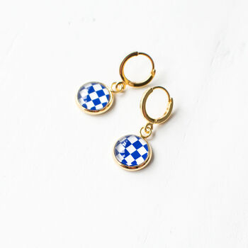 Royal Blue Checkered Earrings, 5 of 6