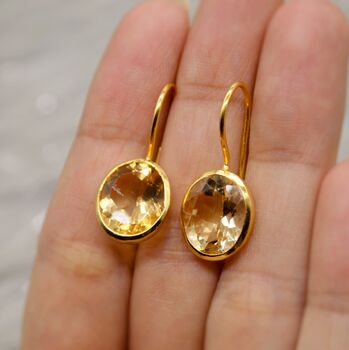 Citrine Earrings: Sterling Silver Gold Earrings, 6 of 8