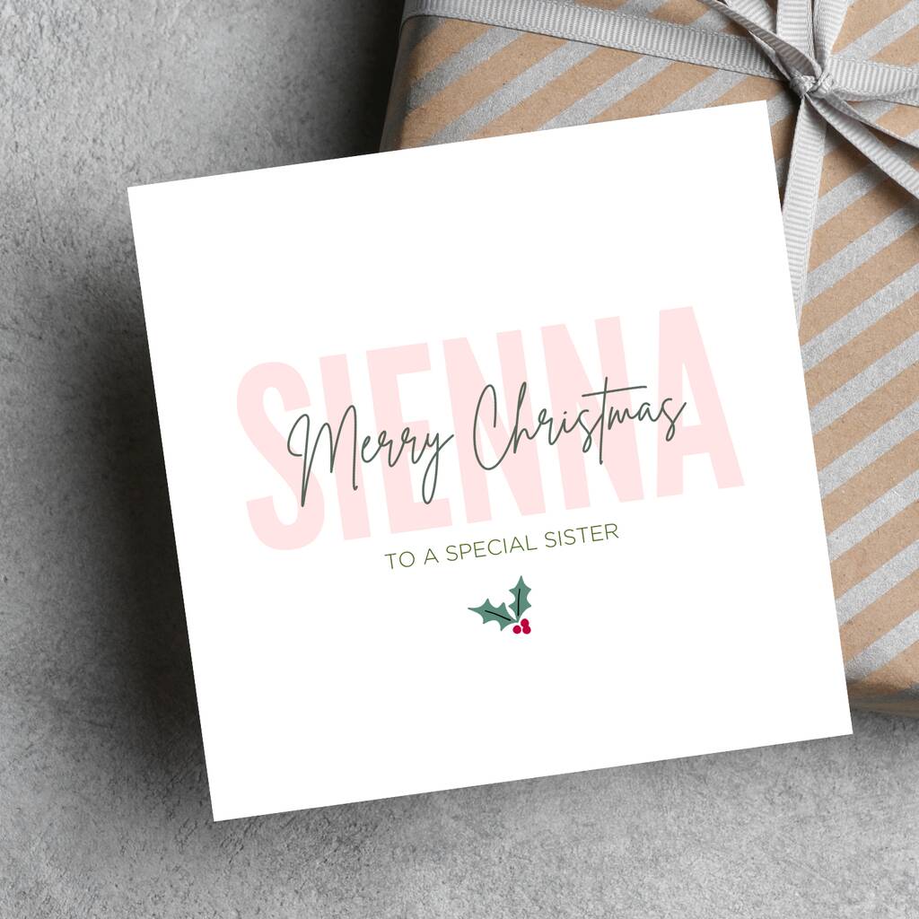 Personalised Name Christmas Card For Sister