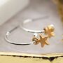 Silver Plated Hoop Stud Earrings With Star, thumbnail 1 of 3