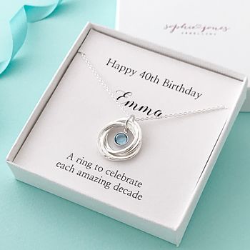 Personalised 40th Birthday Necklace With Birthstone, 2 of 9