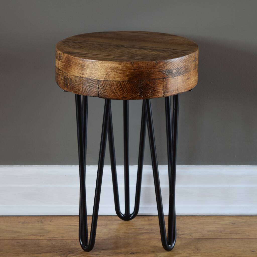 Round Reclaimed Wooden Side Table, 1 of 7