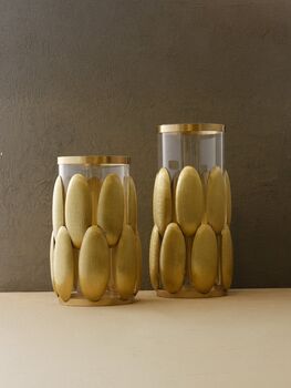Handmade Set Of Two Brass And Glass Baze Vases, 3 of 4