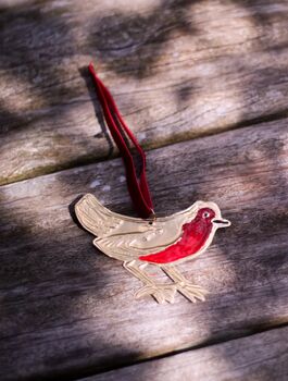 Embossed Tin Robin Hanging Ornament, 2 of 3