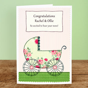 'Pram' Personalised Pregnancy Congratulations Card, 5 of 5