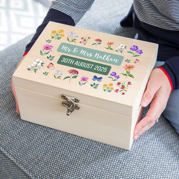 Personalised Wedding Keepsake Box Wildflowers, 5 of 6