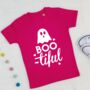 Boo Tiful Ghost Halloween Kids T Shirt, thumbnail 1 of 2