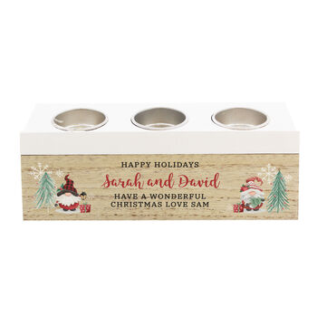 Personalised Christmas Gonk Triple Tea Light Box, 5 of 5