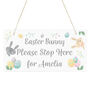 Personalised Easter Bunny Stop Here Wooden Sign, thumbnail 4 of 5