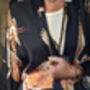 Ladies Luxury Black Bamboo Silk Kimono Robe Crane Bird Noir, thumbnail 3 of 10